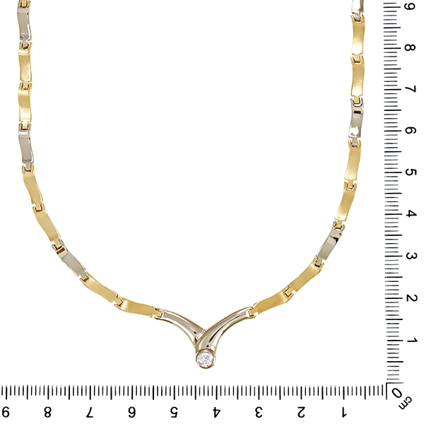 Collier, 14K, Gelb-/Weißgold, Zirkonia