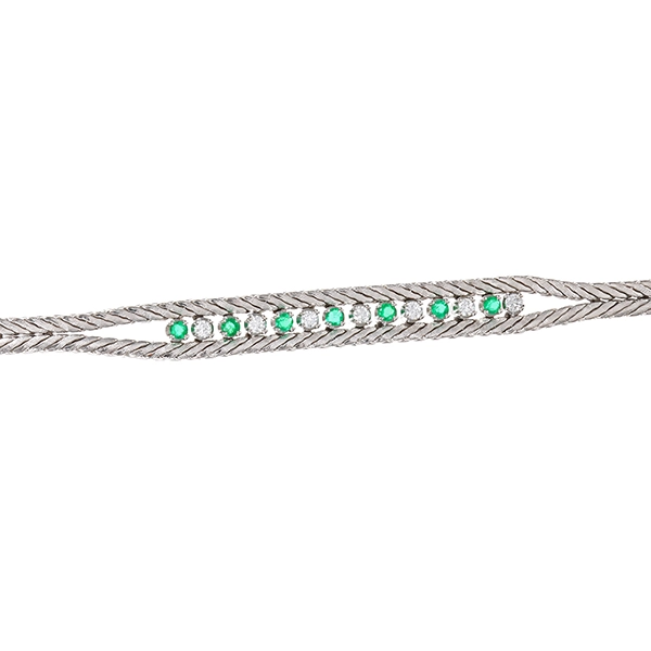 Armband, 18K, Weißgold, Smaragde, Brillanten