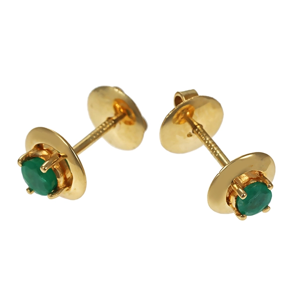 Ohrstecker, 14K, Gelbgold, Smaragd