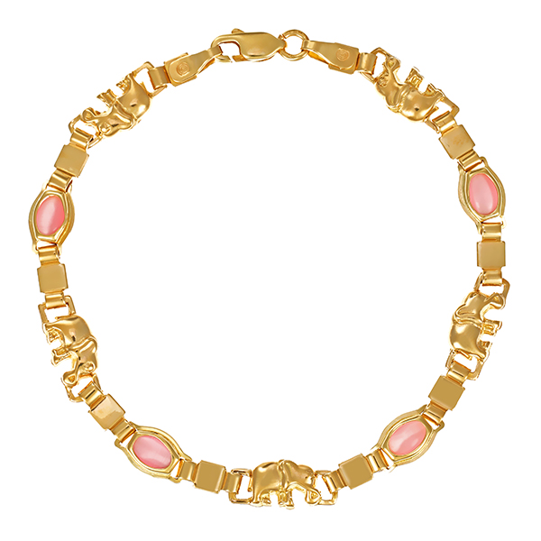 Armband, 14K, Gelbgold, Perlmutt, Elefanten