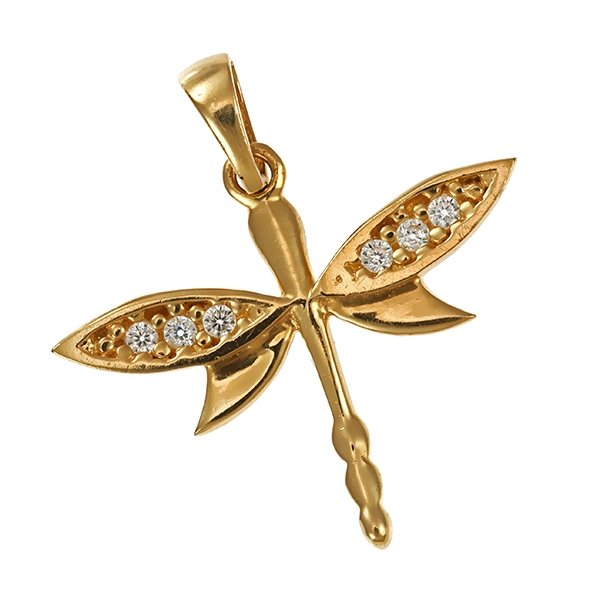 Anhänger, 14K, Gelbgold, Libelle