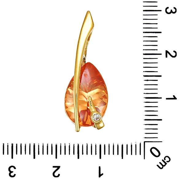 Anhänger, 9K, Gelbgold, Zirkonia, Citrin