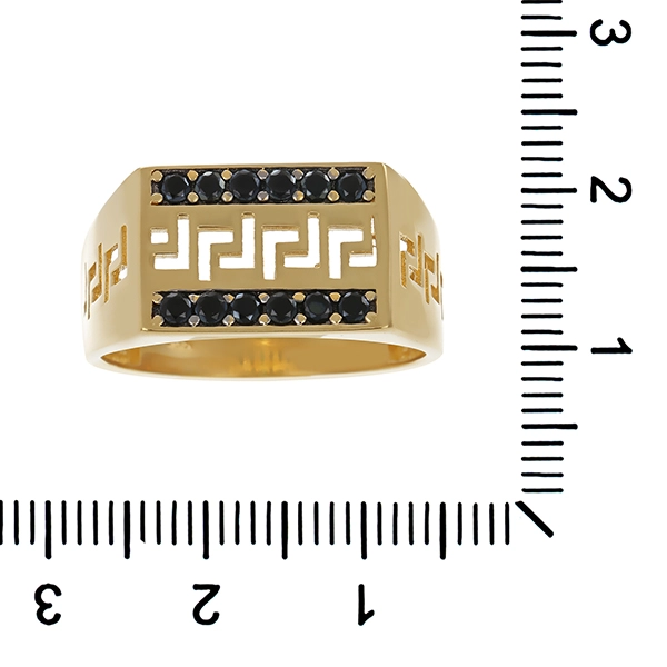 Herrenring, 14K, Gelbgold, Onyx