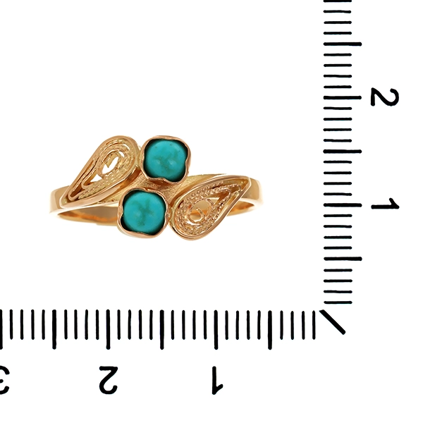 Ring, 14K, Gelbgold, Türkise