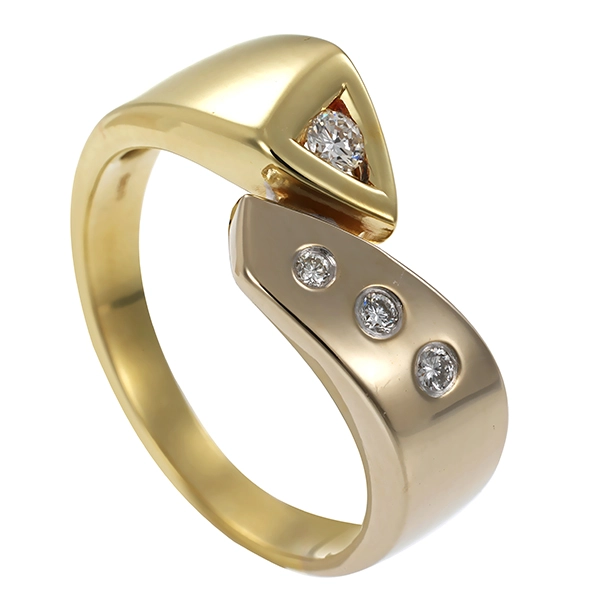 Ring, 14K, Gelb-/Weißgold, Brillanten