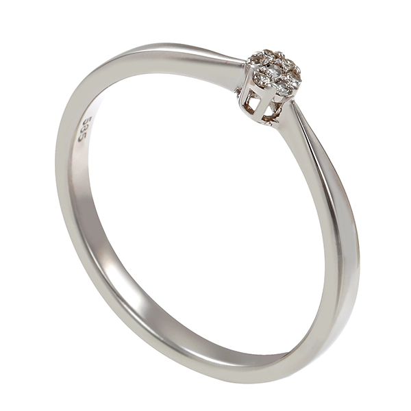 Damenring, 14K, Weißgold, Diamanten, U55