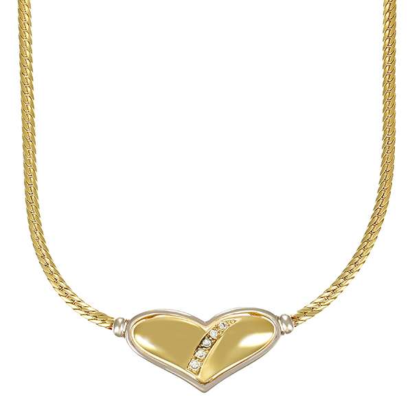 Collier, 14K, Gelb-/Weißgold, Brillant