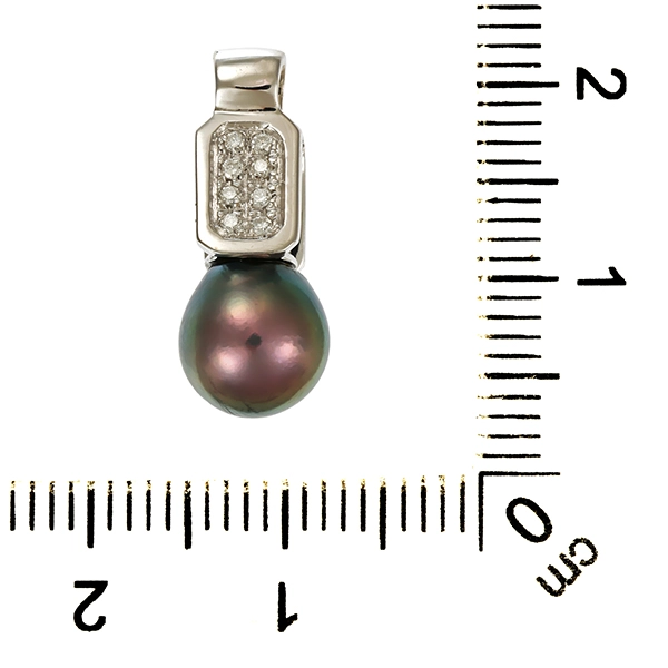 Anhänger, 18K, Weißgold, Perle, Brillanten