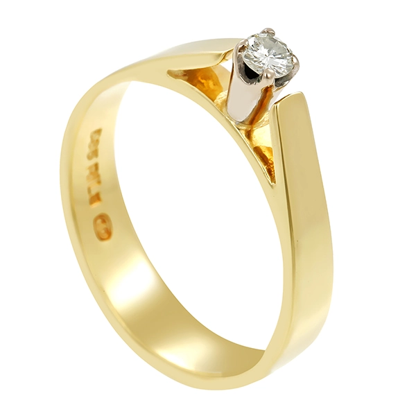 Diamantring, 14K, Gelbgold, Weißgold, Brillant