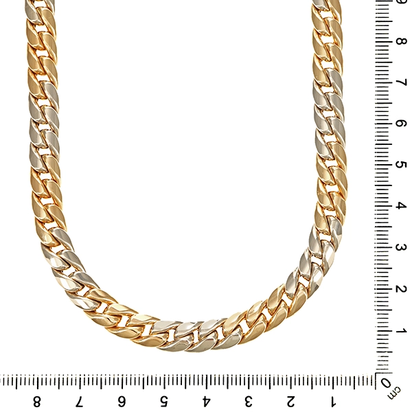 Kette, 14K, Gelb-/Weißgold, Panzer-