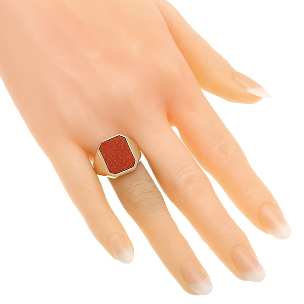 Herrenring, 14K, Gelb-/Weißgold, Goldfluss