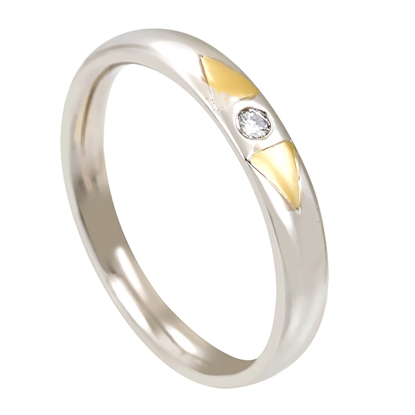 Diamantring, 18K, Weiß-/Gelbgold, Brillant