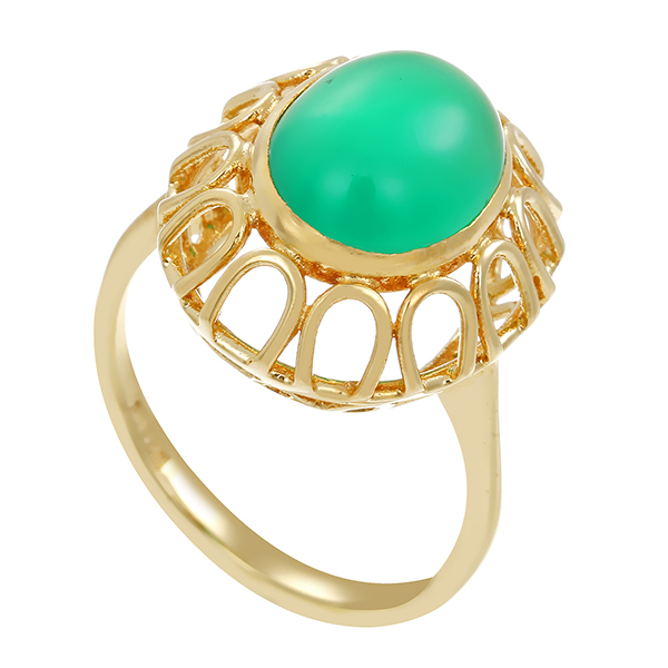 Ring, 14K, Gelbgold, Achat