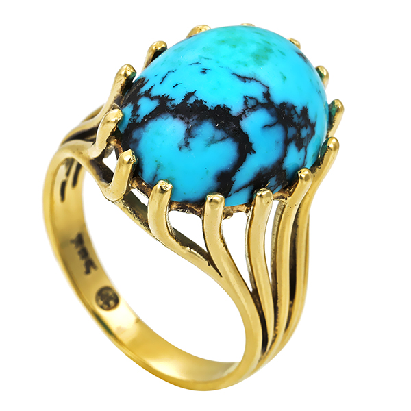 Ring, 14K, Gelbgold, Tuerkis