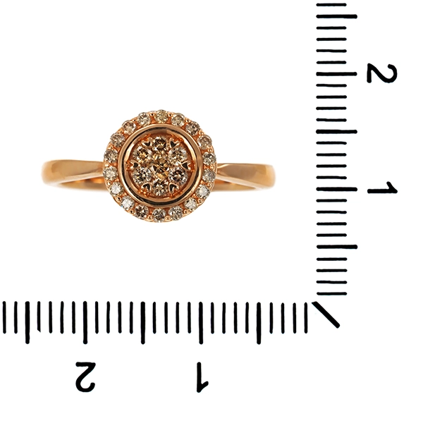 Diamantring, 14K, Rotgold, Brillant