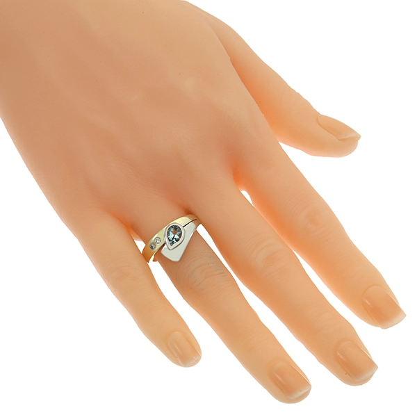 Ring, 14K, Gelb-/Weißgold, Topas , Brillanten