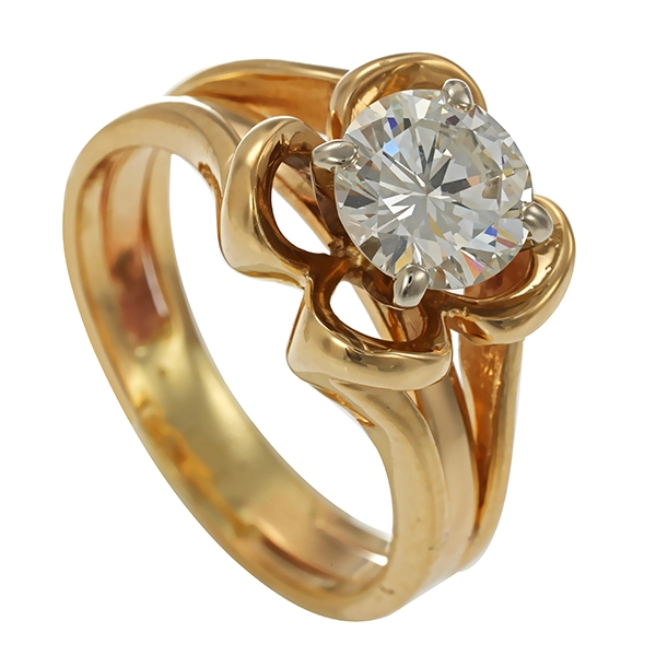 Diamantring, 14K, Gelbgold, Brillant 1,10 ct