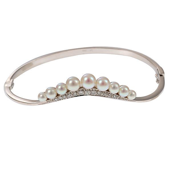 Armreif, 14K, Weißgold, Diamanten
