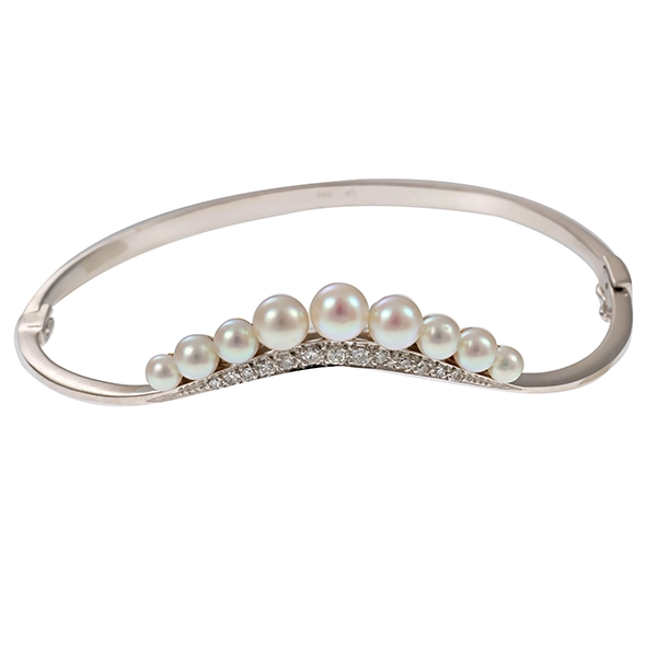 Armreif, 14K, Weißgold, Diamanten