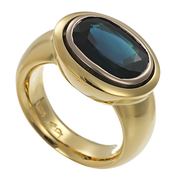 Ring, 14K, Gelb-/Weißgold, Saphir