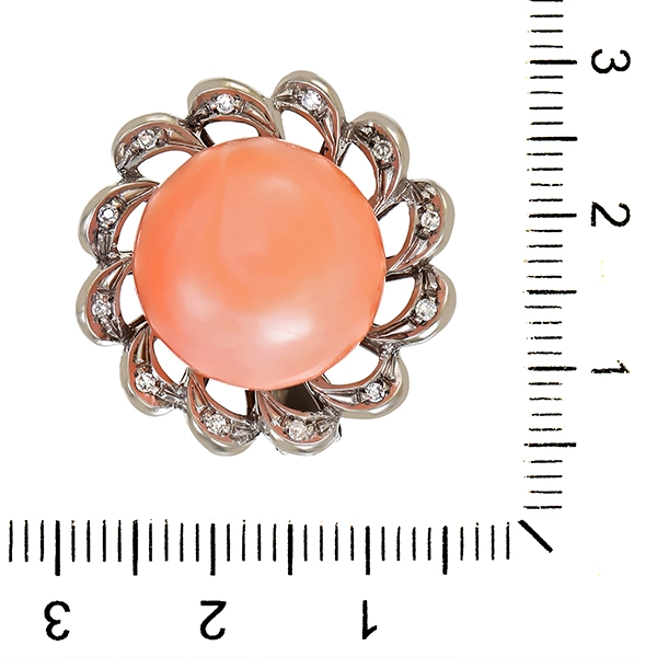 Anhänger, 18K, Weißgold, Koralle