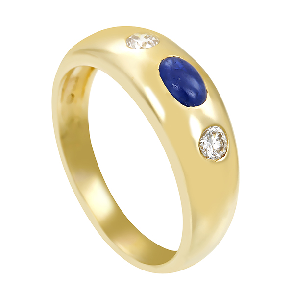 Ring, 14K, Gelbgold, Saphir, Brillanten