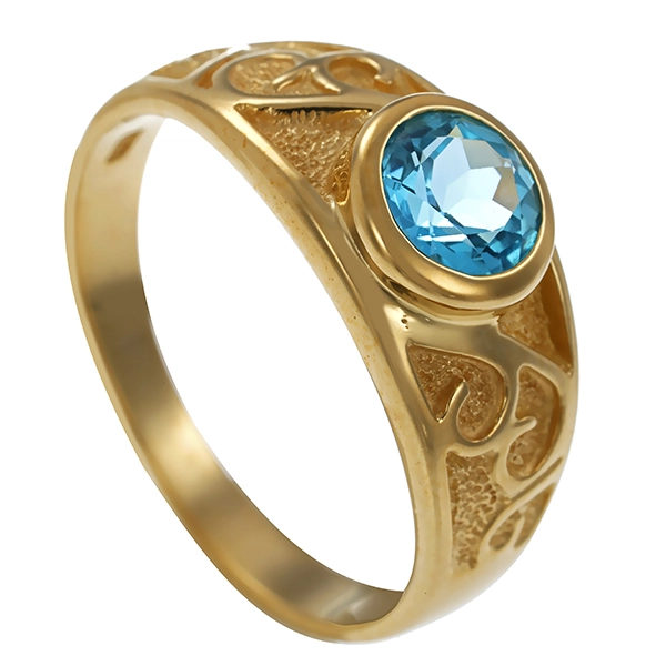 Ring, 9K, Gelbgold, Topas blau