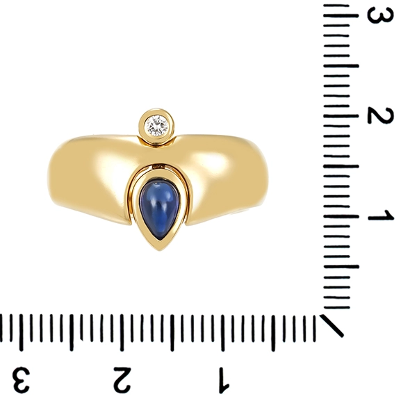 Ring, 14K, Gelbgold, Saphir, Brillanten