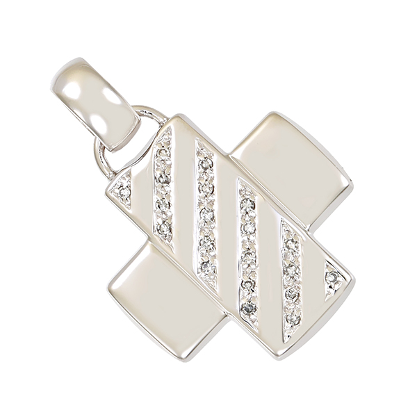 Anhänger, 14K, Gelb-/Weißgold, Diamanten, Kreuz