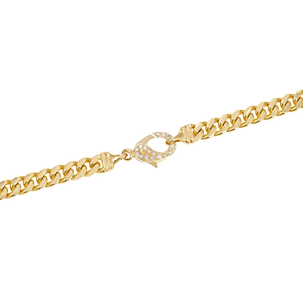 Kette, 14K, Gelbgold, Panzer, Diamanten