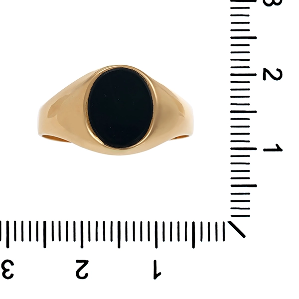 Herrenring, 18K, Gelbgold, Onyx