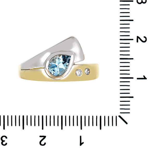 Ring, 14K, Gelb-/Weißgold, Topas , Brillanten