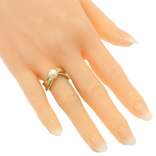 Ring, 14K, Gelbgold, Perle