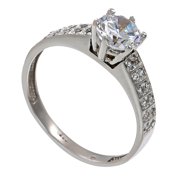 Ring, 14K, Weißgold, Zirkonia