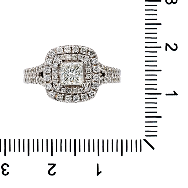 Brillantring, 14K, Weißgold, Diamant, Brillanten, Saphir