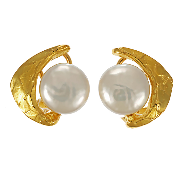 Ohrclipse, 18K, Gelbgold, Perle, Clips