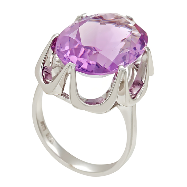 Ring, 14K, Weißgold, Amethyst