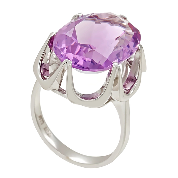 Ring, 14K, Weißgold, Amethyst