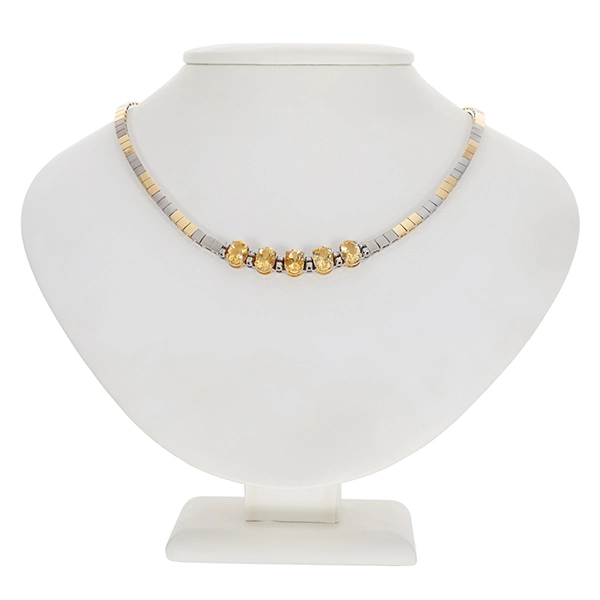 Collier, 18K, Gelb-/Weißgold, Citrin, Brillant