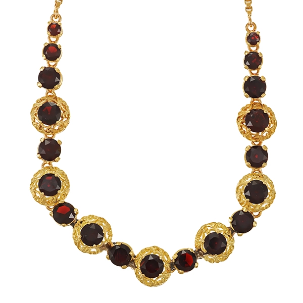 Collier, 14K, Gelbgold, Granat