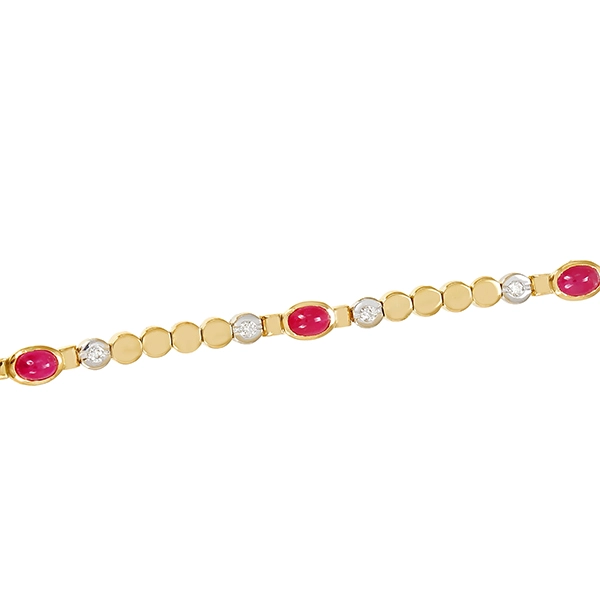 Armband, 18k, Gelbgold, Brillant, Rubin