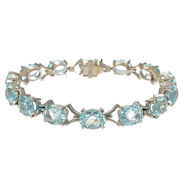 Armband, 18K, Weißgold, Aquamarin