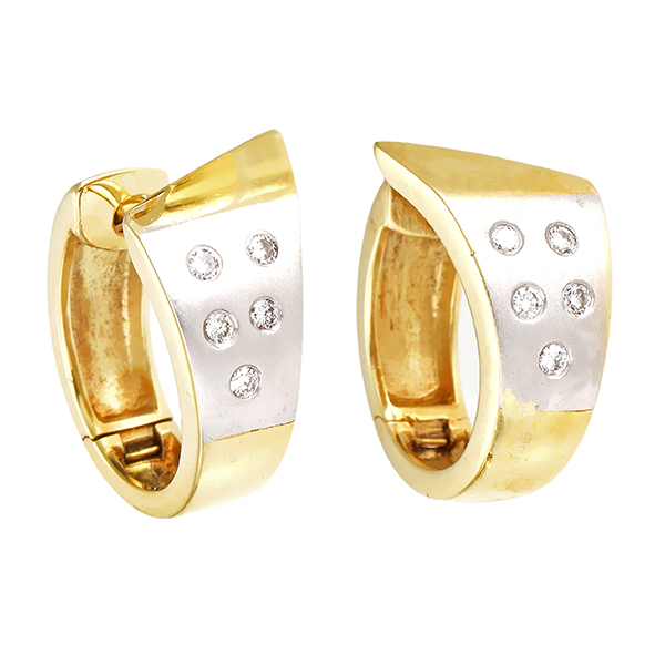 Creolen, 14K, Gelb-/Weißgold, Brillanten