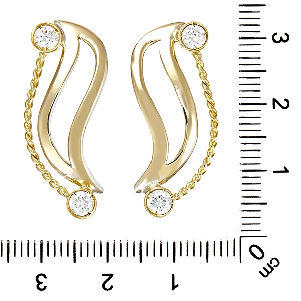 Steckhänger, 14K, Gelb-/Weißgold, Zirkonia