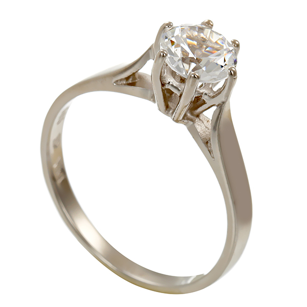 Ring, 14K, Weißgold, Zirkonia