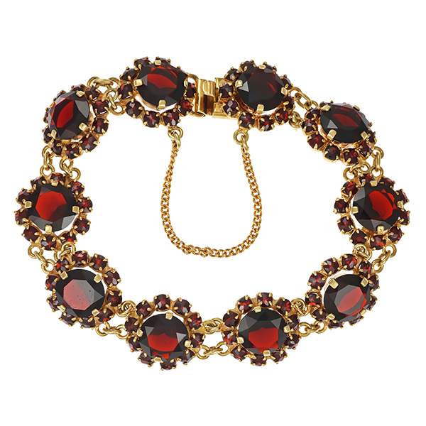Armband, 14K, Gelbgold, Granat