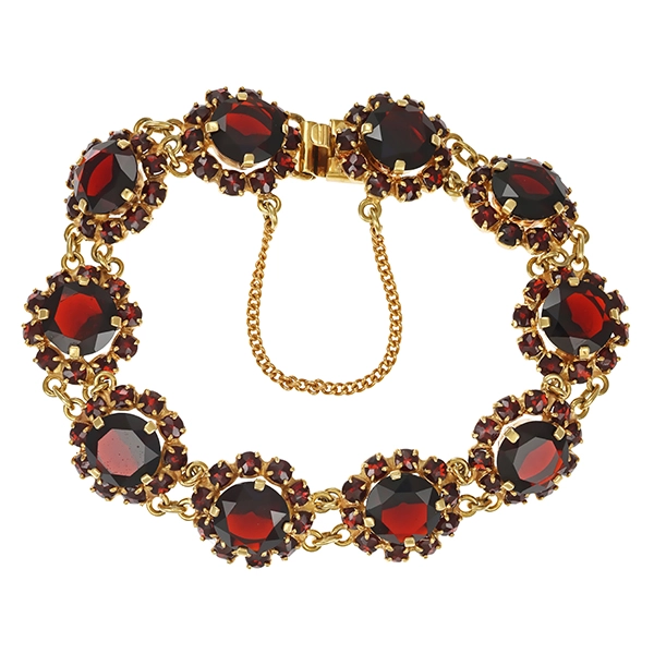 Armband, 14K, Gelbgold, Granat
