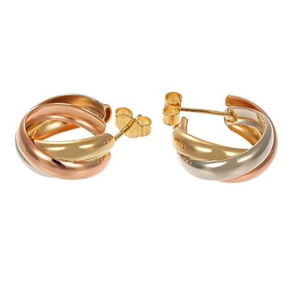 Steckcreolen, 18K, Gelb-/Weiß-/Rotgold