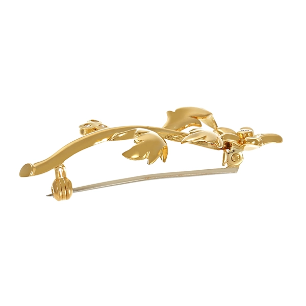 Brosche, 14K, Gelbgold, Diamanten, Blume