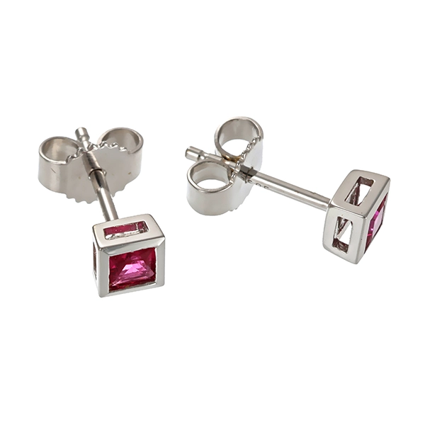 Ohrstecker, 14K, Weißgold, Rubine